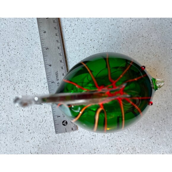 Murano Hand Blown Glass Fish Figurine Green Red & Clear Art Decor with Repair - Picture 8 of 10